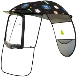 New aluminum film sun protection for electric vehicle canopy with widened side shields