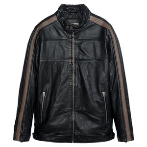 
MCS men's clothing originates from Marlboro's autumn American casual slim stand collar spliced sheepskin leather jacket