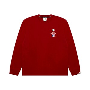 
Aape joint RUSSELL men's spring classic badge American retro red long-sleeved T-shirt 9785XXP