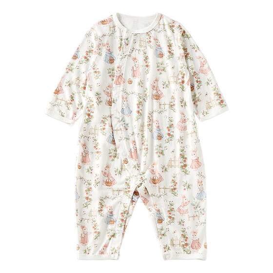 
ELLEbaby baby clothes summer thin bamboo cotton one-piece type A newborn full-month baby rompers
