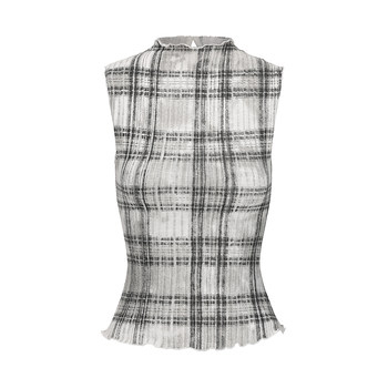 
'Incompatible' sleeveless pleated checkered vest