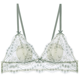 
French girl pure sexy suspender ultra-thin underwear small breast thin lace bra rabbit ears triangle cup bra