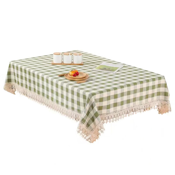 Coffee table tablecloth fabric plaid simple tablecloth rectangular light luxury high-end coffee table cloth table cloth cover cloth internet celebrity