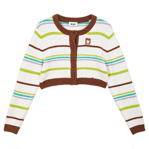 
MLMR Dopamine Maillard women's striped color-blocking knitted cardigan skirt sweater short sweet spicy retro personality