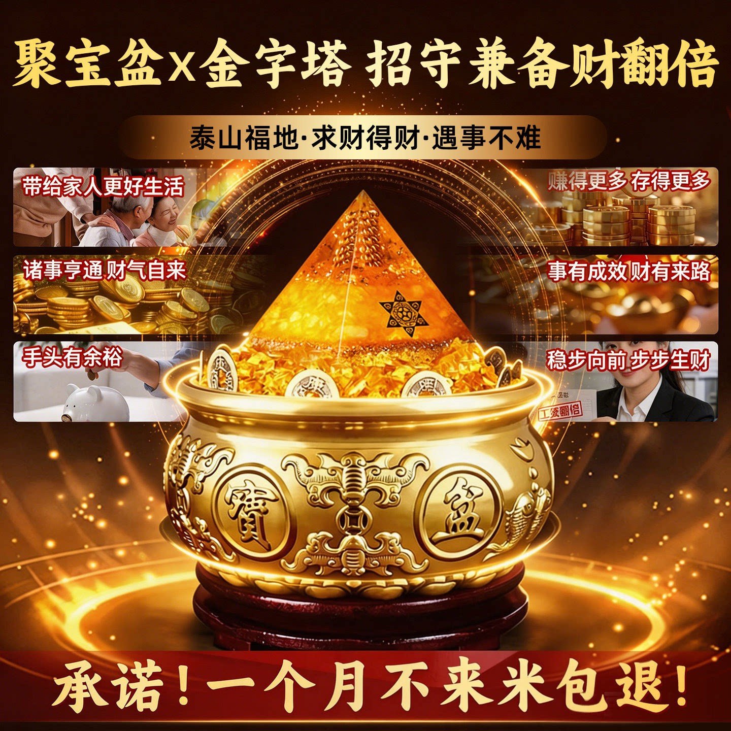 招財黃水晶金字塔擺飾 辦公室桌面招財聚財擺件