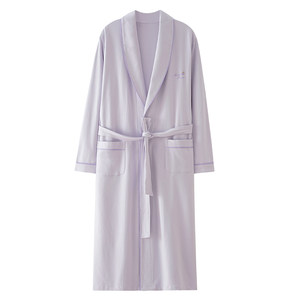 Fenton Kean Nightgown Women's Autumn and Winter Bathrobe Pure Cotton Long Sleeve Women's Light Purple Pajamas Women's 2026 is in fashion