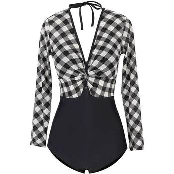 Yimeishan long-sleeved plaid fashion swimsuit