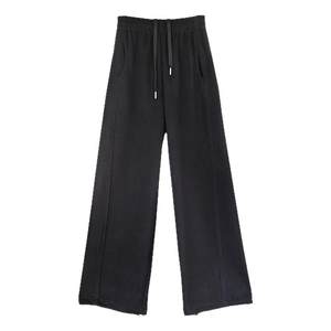 
Drawstring floral gray sweatpants for women with velvet and thickening 2025 new winter style loose casual straight two-wear sweatpants