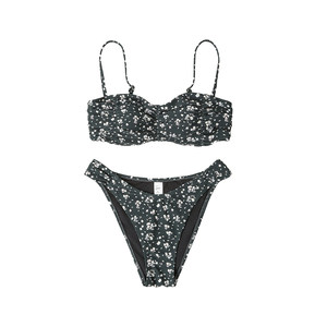 
[Same style as Zhang Li] Limone split swimsuit suspender floral yellow bikini seaside resort hot spring swimsuit