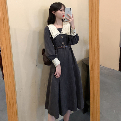 taobao agent Demi-season navy sexy dress, plus size, bright catchy style