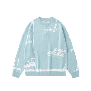 
LAMLICKA autumn and winter new jacquard sweater for women lazy high-end couple casual loose round neck sweater top