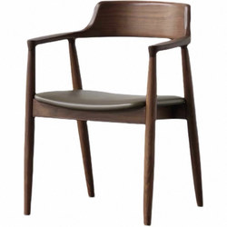 New Chinese style solid wood upholstered dining chair Nordic walnut color
