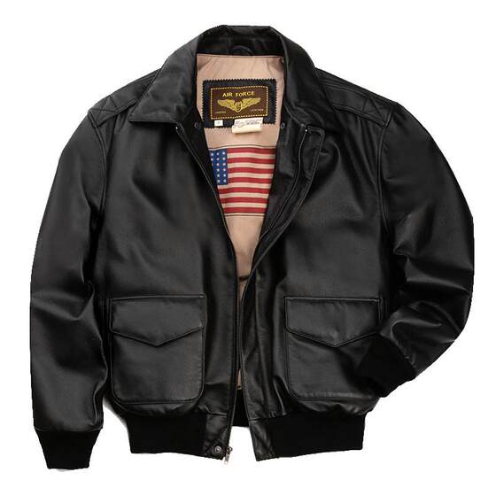 Men's leather leather jacket classic A2 flying jacket lapel with fertilizer increased cotton cotton leather jacket leisure retro
