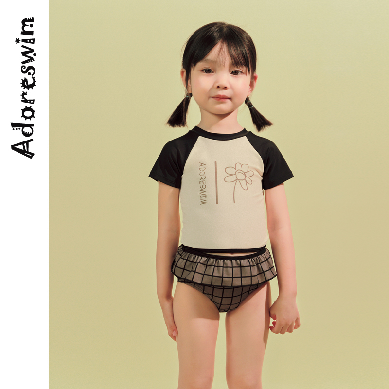 Adoreswim原创设计2024年新款女童温泉游泳衣儿童泳衣女宝宝泳装