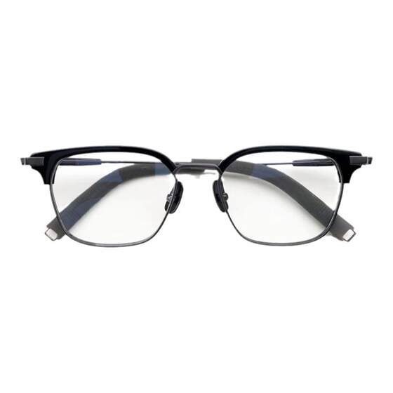 Ounei glasses retro half frame myopia frame B titanium large face men and women ultra light handmade height several big heads black soul