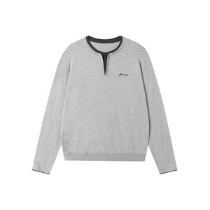 
FORNINES wool blended Henley collar fake two-piece sweater for men and women bottoming sweater in autumn and winter with sweater