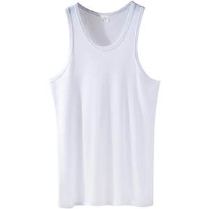 
Langsha vest men's pure cotton men's base hurdle thin sweat-absorbing shirt sleeveless loose white men's old man's shirt