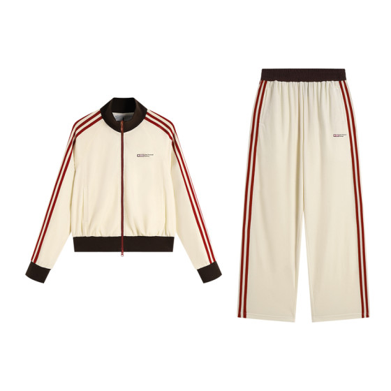 
ATRY American Sports Suit Women's 2025 Autumn and Winter New Velvet Jacket Jacket Casual Pants Two-piece Couple Set