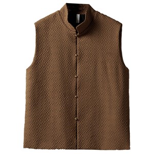 
Men's brown Chinese style vest, men's outer vest, spring Chinese style jacket, new style vest, sleeveless top