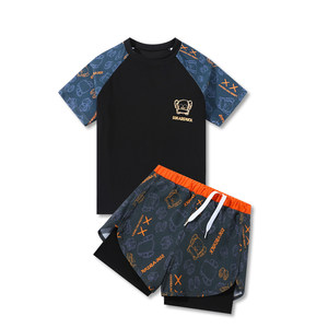 Children's swimsuit boys middle school teenagers 2023 new summer split boy double-layer swimming trunks anti-embarrassing swimsuit