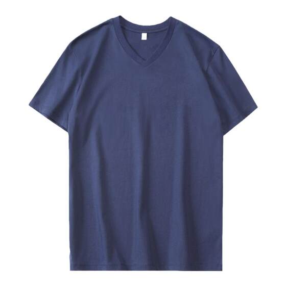 Men's pure cotton T -shirt short -sleeved V -neck repairs the trend of bottoming shirt body shirt body shirts in summer half -sleeved men's pure color clothes long sleeves
