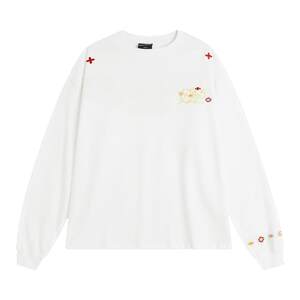 
[INSKR] Chinese trendy couple American geometric LOGO embroidered long-sleeved loose bottoming shirt top T-shirt for men