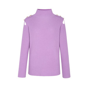 
Yuxiangfei half-turtleneck sweater, feminine commuter winter elegant hollow long-sleeved pullover sweater wool top
