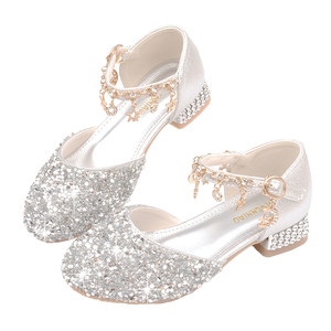 Children's princess shoes high heels single shoes female student performance shoes little girl crystal shoes autumn fashion new girls shoes