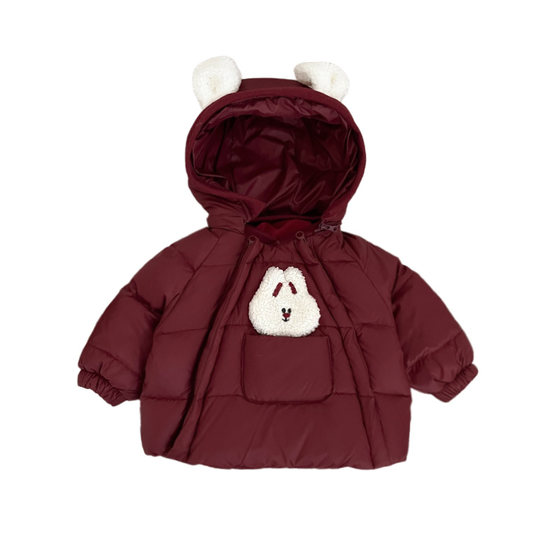 
Girls Winter Hooded Jacket Set Baby Girl New Year Cute Thickened Warm Down Jacket Baby Plush Pants
