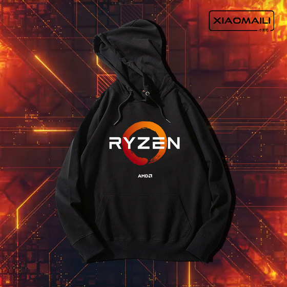 AMD RYZEN 锐龙 信仰秋冬连帽印花卫衣青少年宽松百搭外套衣服男