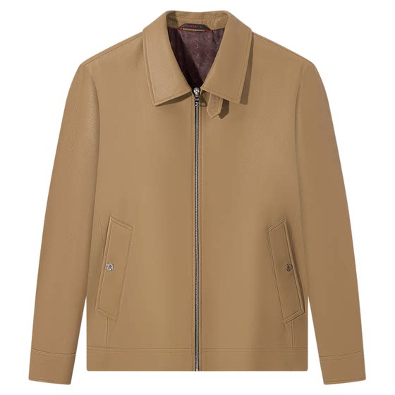 
[Sheep Leather] Qi Brand Genuine Leather Jacket Men's 26 Spring New Business Casual Lapel Drop Shoulder Leather Jacket Coat