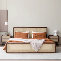 Сектор японского стиля Rattan с двуспальной кровать