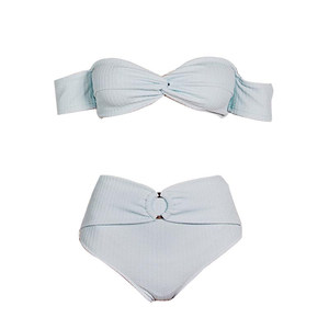 [Same style as Xu Rulan] Limone split swimsuit women's tube top off shoulder sleeve bikini vacation swimming hot spring