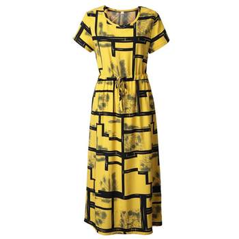 Middle-aged mother's cotton silk summer style dress