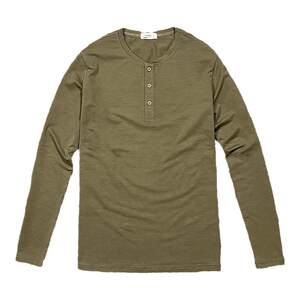 
Men's open-door Henry collar comfortable pure cotton slim fit net black American bottoming shirt with top button T-shirt