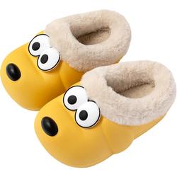 Waterproof Puppy Cotton Slippers For Women Winter Home Household Warm Cartoon Couple Indoor Non-slip Furry Slippers For Men