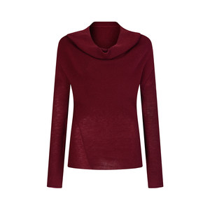 Chings high-sensory ultra-fine wool blended pot-collar sweater, high-waisted temperament long skirt pile-collar suit skirt