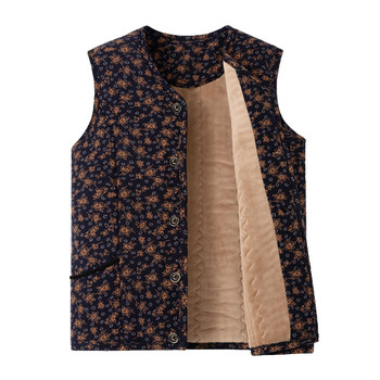 Middle-aged and elderly women's camel velvet vests, plus fat, plus size, inner wear, cotton vests, grandma's plus velvet elastic pony clips