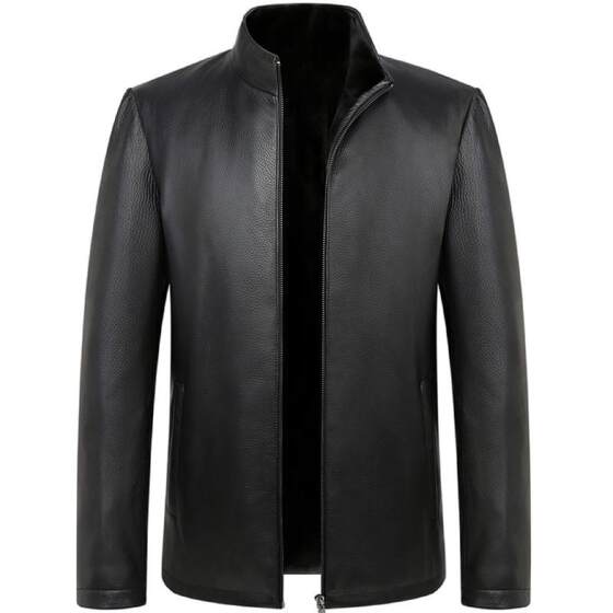 High -end deer leather leather coat men's mink shear pill inner collar leather jacket business gentleman winter clothes warm jacket

