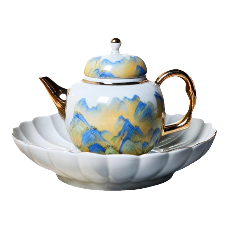 成艺陶瓷千里江山茶具功夫茶具家用盖碗茶壶茶杯高档商务