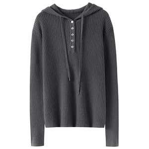 Qichao Comfortable and Worry-free Hooded 100% Cashmere Sweater Women's Pure Cashmere Sweater Knitted Base Shirt Autumn and Winter Hoodie