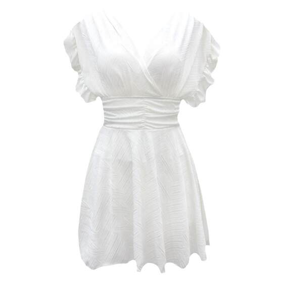 
White one-piece skirt swimsuit for women, adult high-end 2025 new large size fat mm hot spring beautiful swimsuit for women