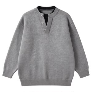
Woodpecker Pullover Fake Two-Piece Knitted Sweater Men's Fashion Soft Round Neck Sweater Layer Top Bottoming Shirt for Men