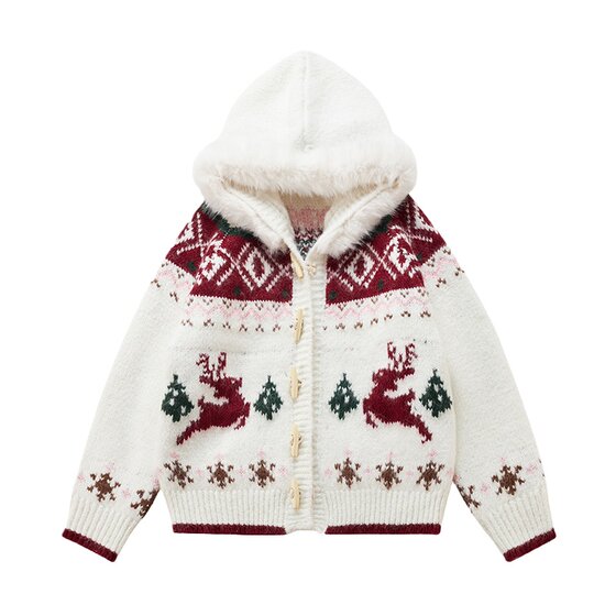 
NERESUM Autumn and Winter Fair Island Christmas Cardigan Sweater Women's Loose atmosphere soft and lazy sweater jacket
