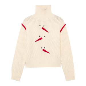 Yawhat original cute Christmas carrot Snowman contains wool tall collar head pineapple patterns thick round neck sweater
