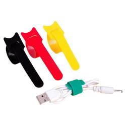 Cord storage and cable organizer with rolled cable harness and cable ties