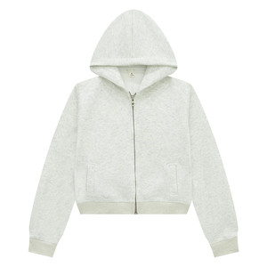 
Where is the orange tree gray short hooded sweatshirt jacket for women in autumn loose lazy style double zipper cardigan