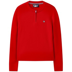 
FILA official woven sweater tops for women winter new fashion simple casual half-zip warm sweater
