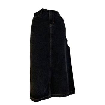 Large size A-line slit denim skirt for pear-shaped figure