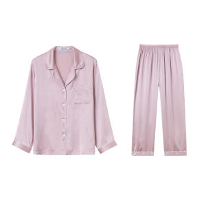 SLKMRKT乃丝 真丝睡衣睡裤女100%桑蚕丝家居服高档19姆米秋季套装